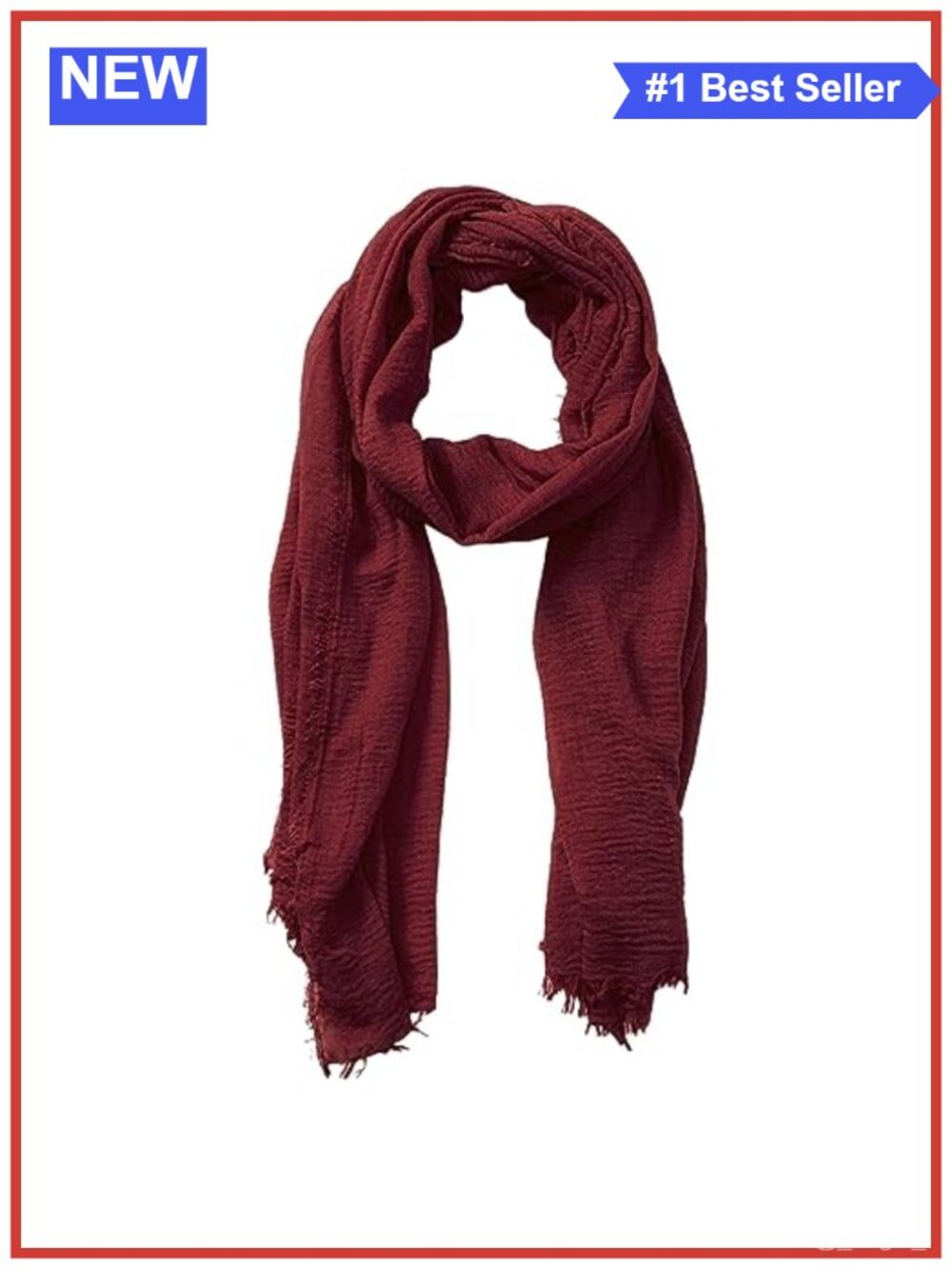 Lightweight Cotton Blend Scarf Fringe Unisex Travel Wrap